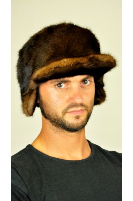 Mink fur hat with visor